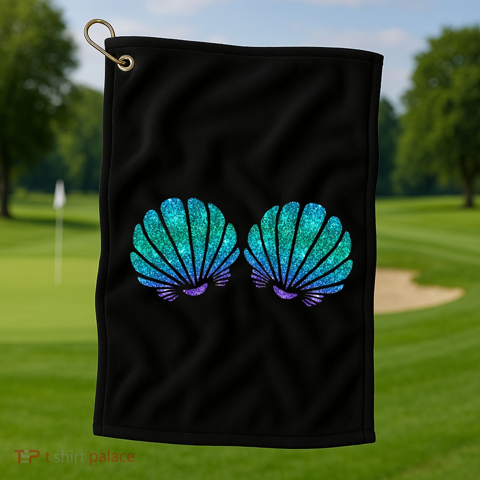 Mermaid Sea Shell Bra Costume Golf Towel