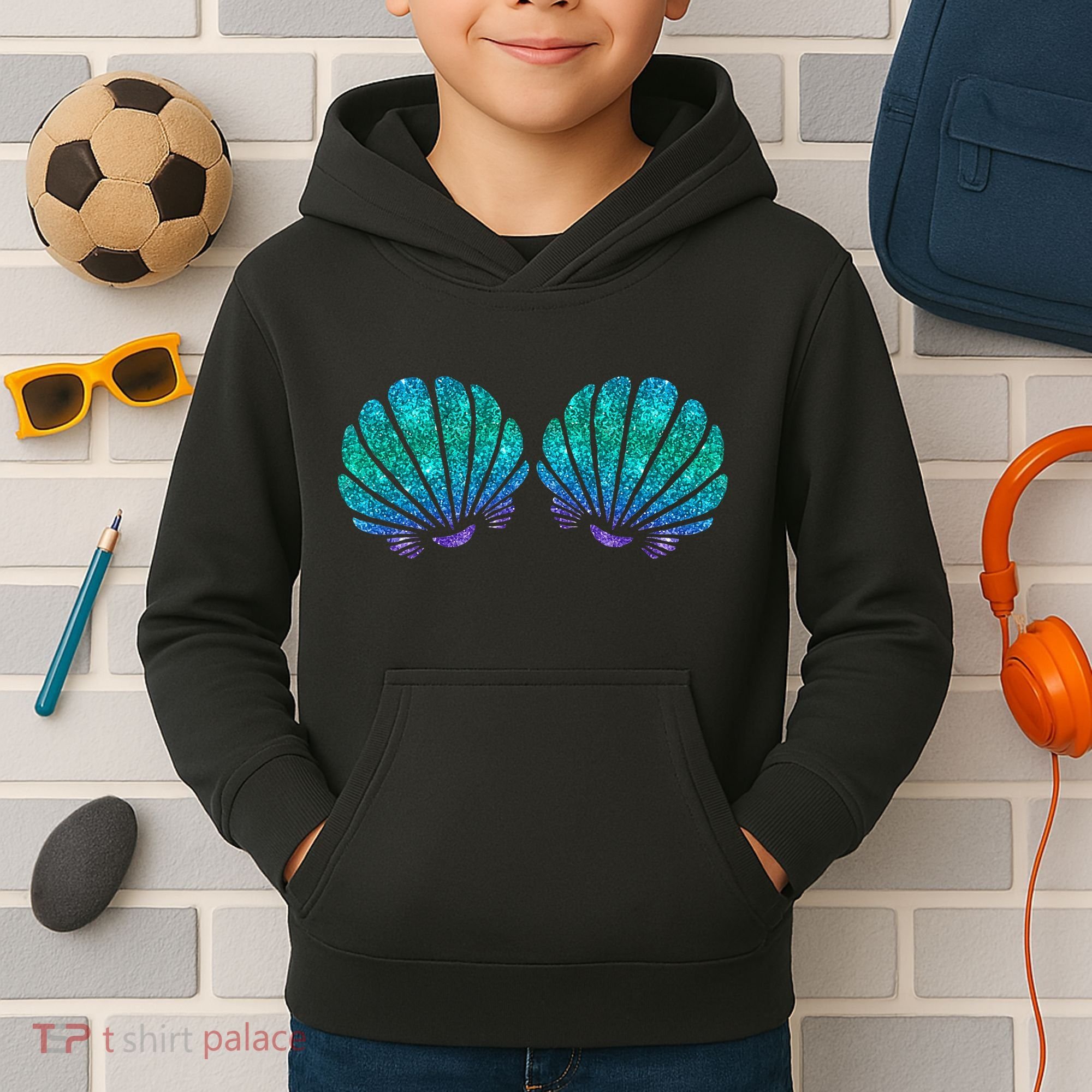 Mermaid Sea Shell Bra Costume Kids Hoodie