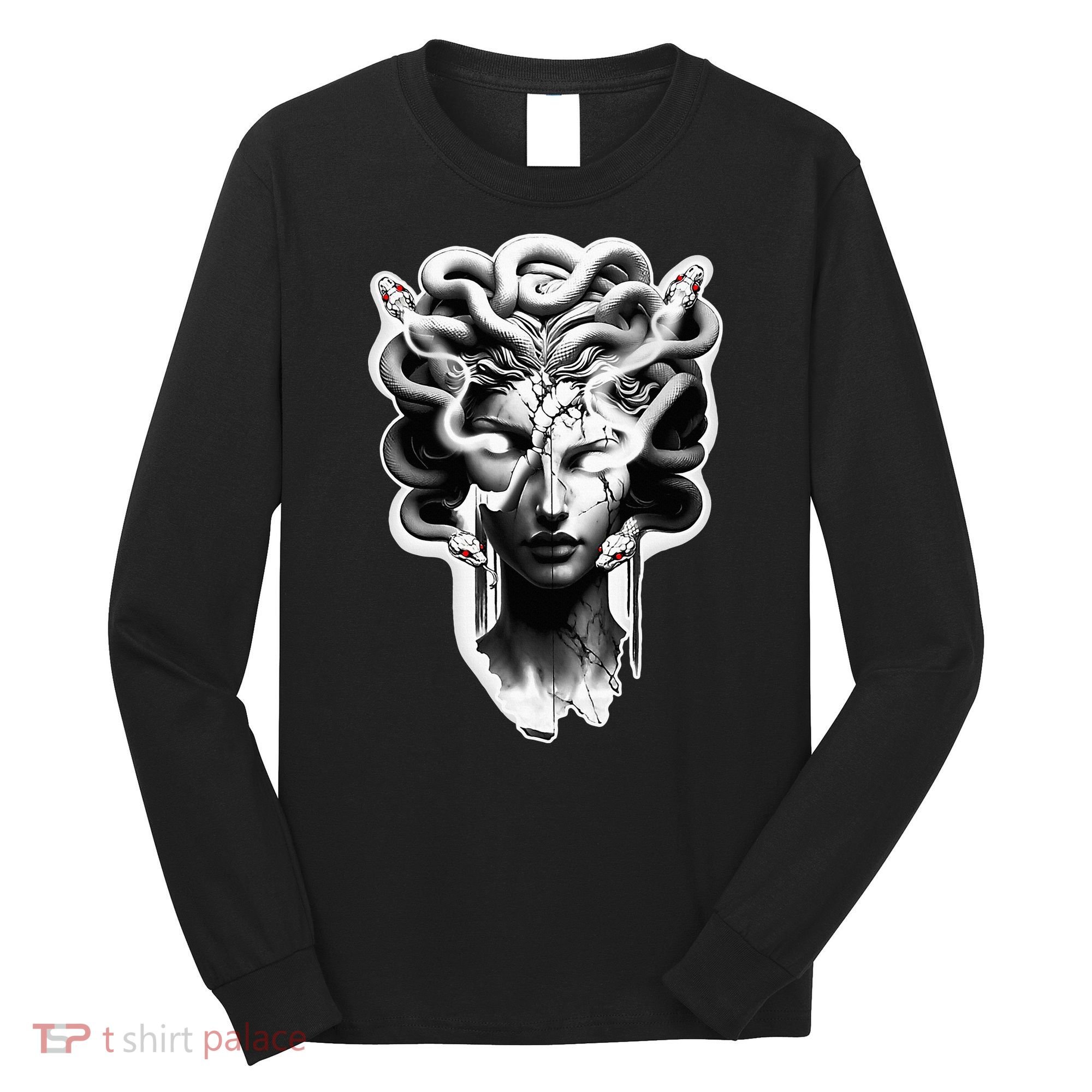 Medusa Statue Snakes Greek Mythology Long Sleeve Shirt