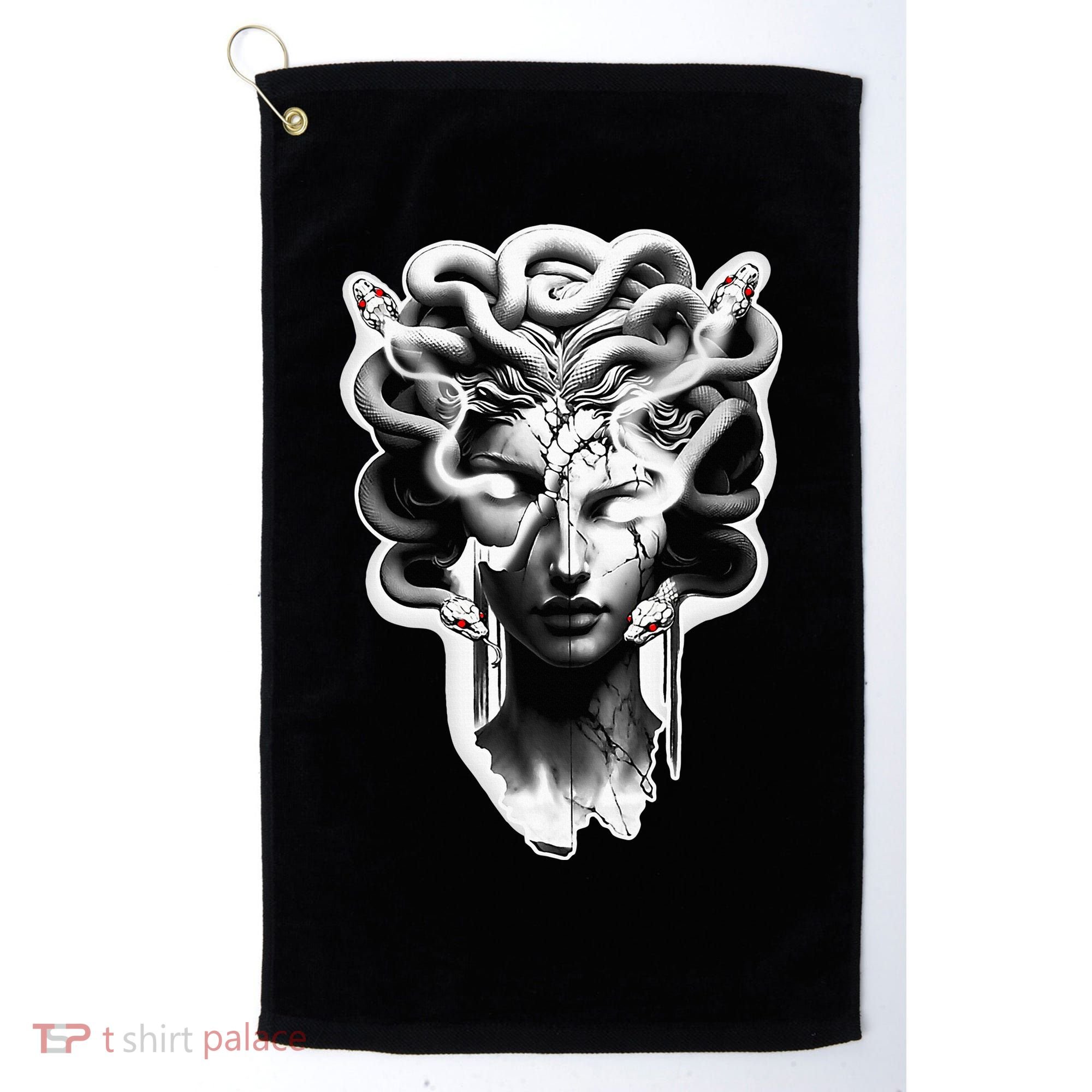 Medusa Statue Snakes Greek Mythology Golf Towel
