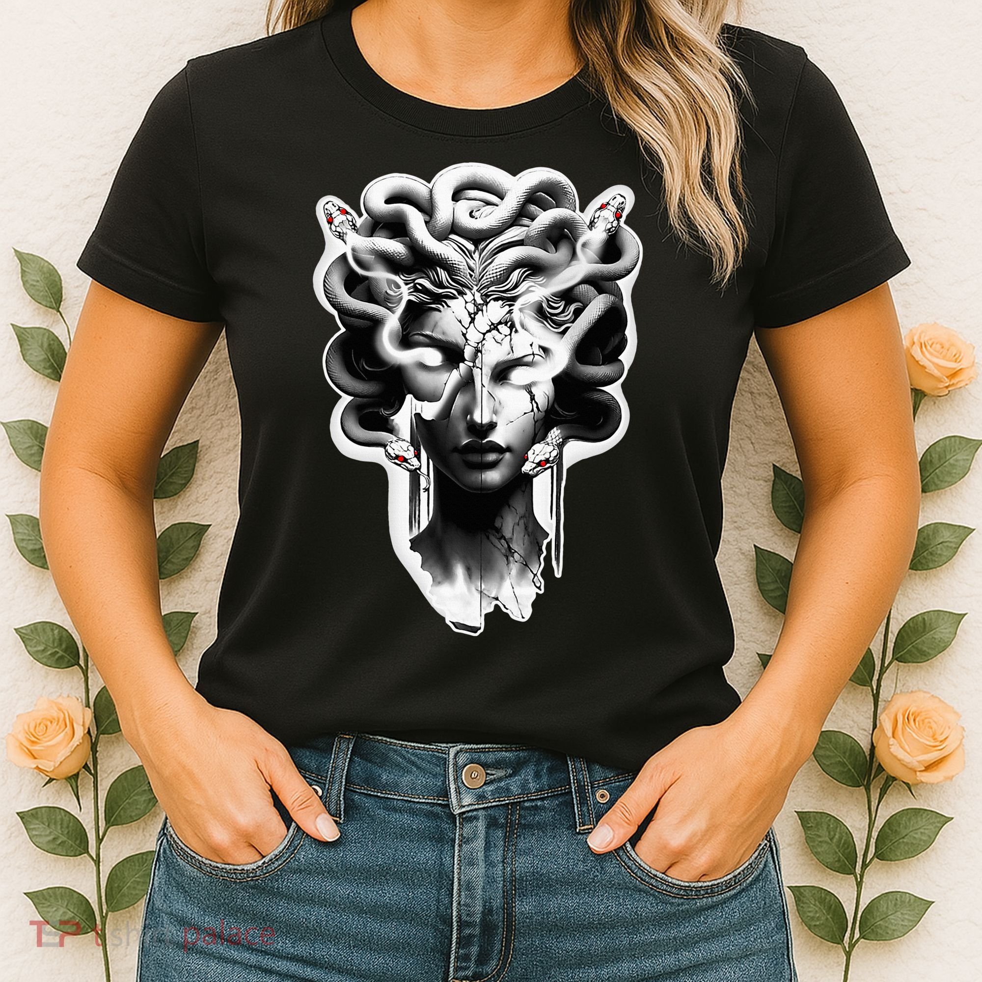 Medusa Statue Snakes Greek Mythology Women's T-Shirt