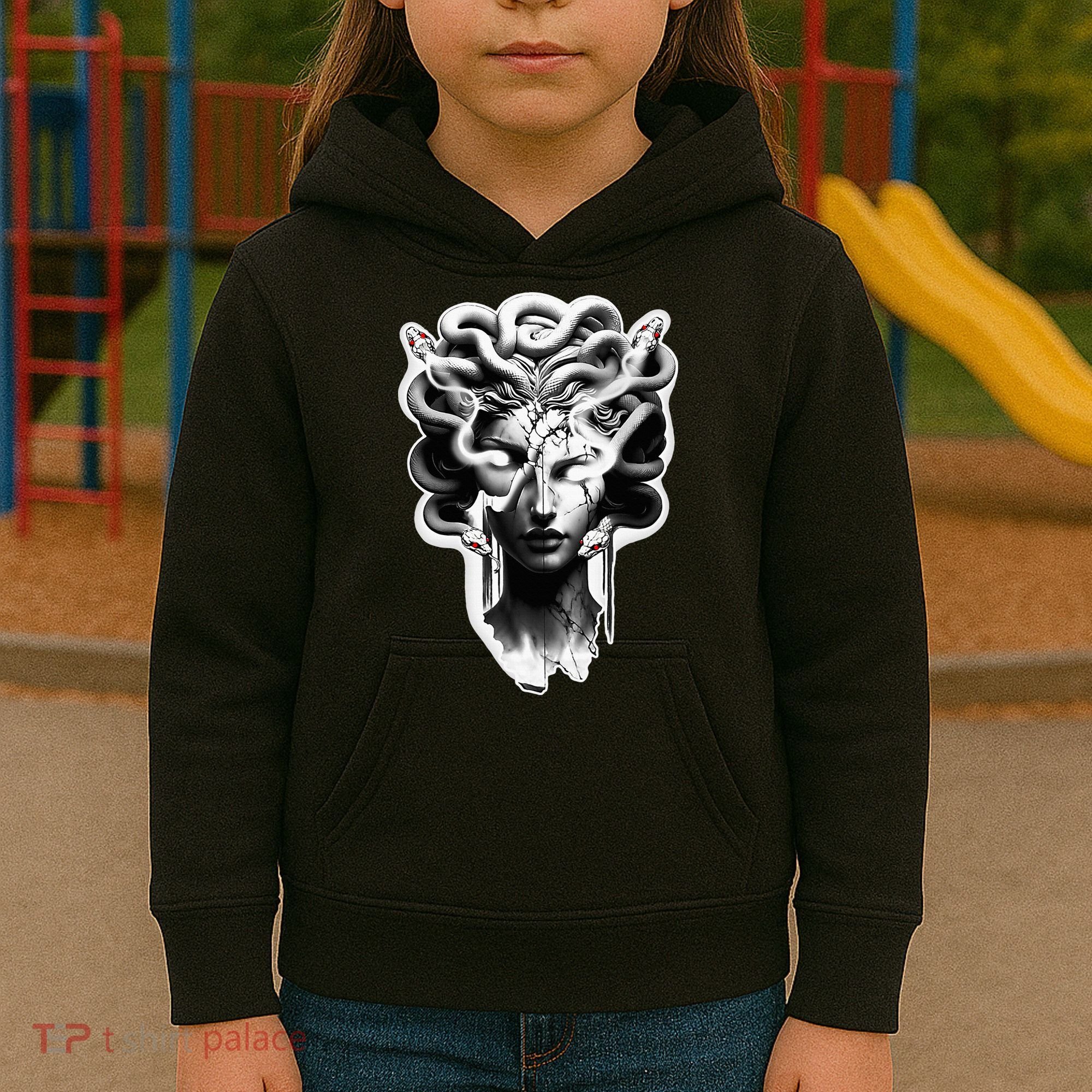 Medusa Statue Snakes Greek Mythology Kids Hoodie