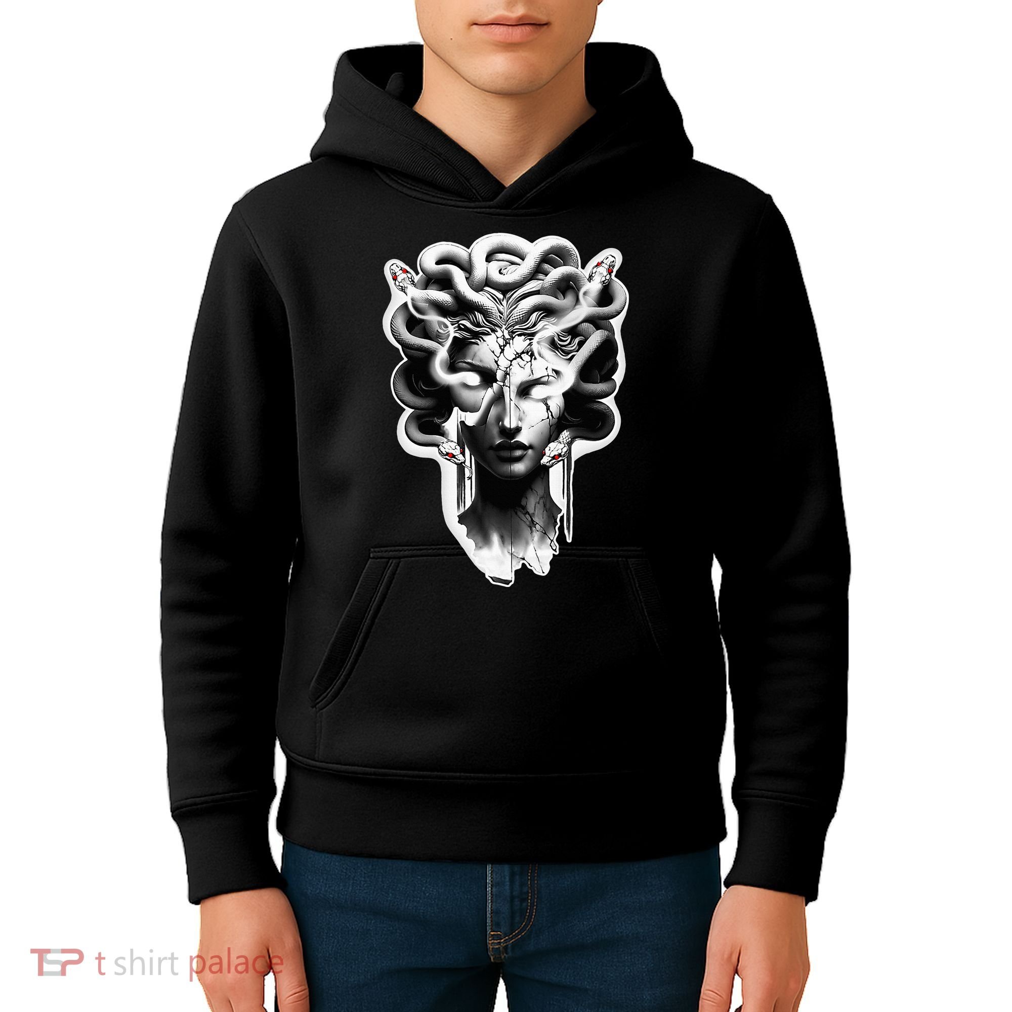 Medusa Statue Snakes Greek Mythology Kids Hoodie