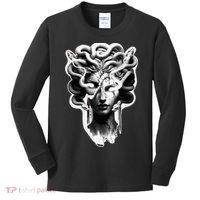 Medusa Statue Snakes Greek Mythology Kids Long Sleeve Shirt thumb 0