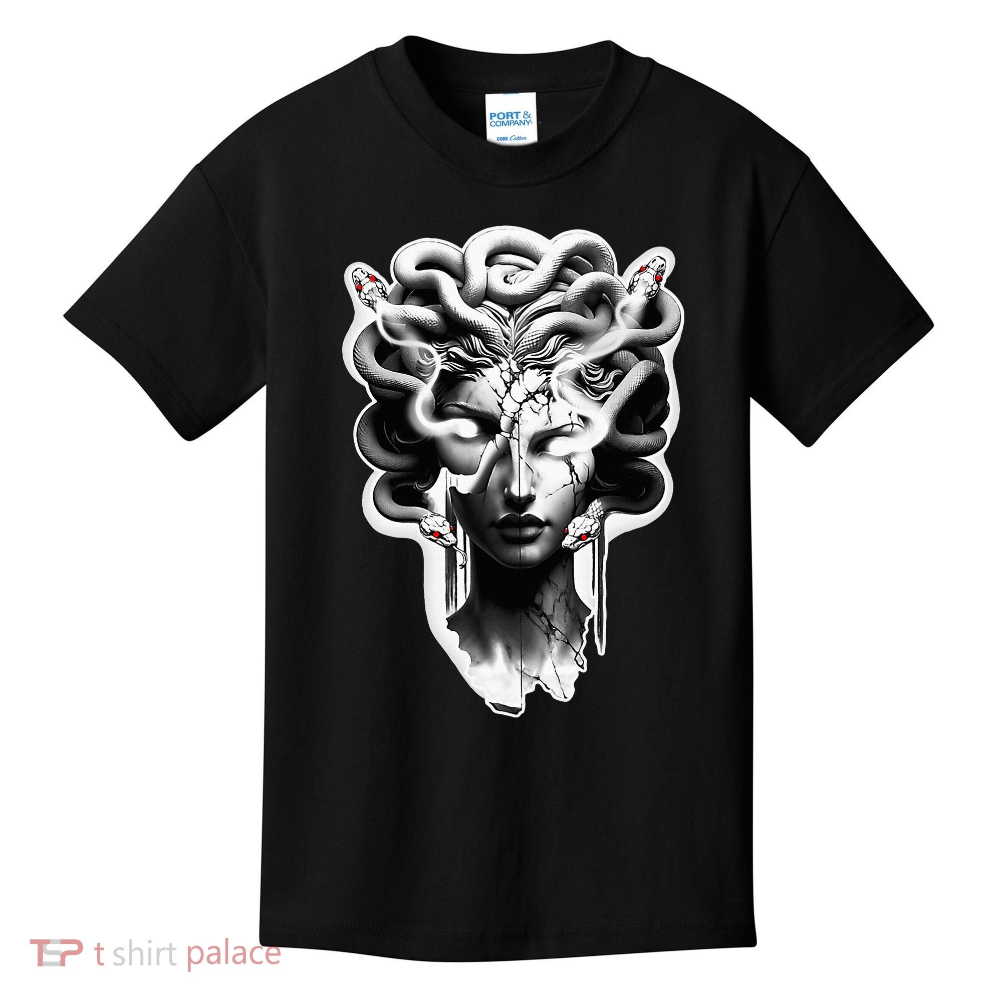Medusa Statue Snakes Greek Mythology Kids T-Shirt