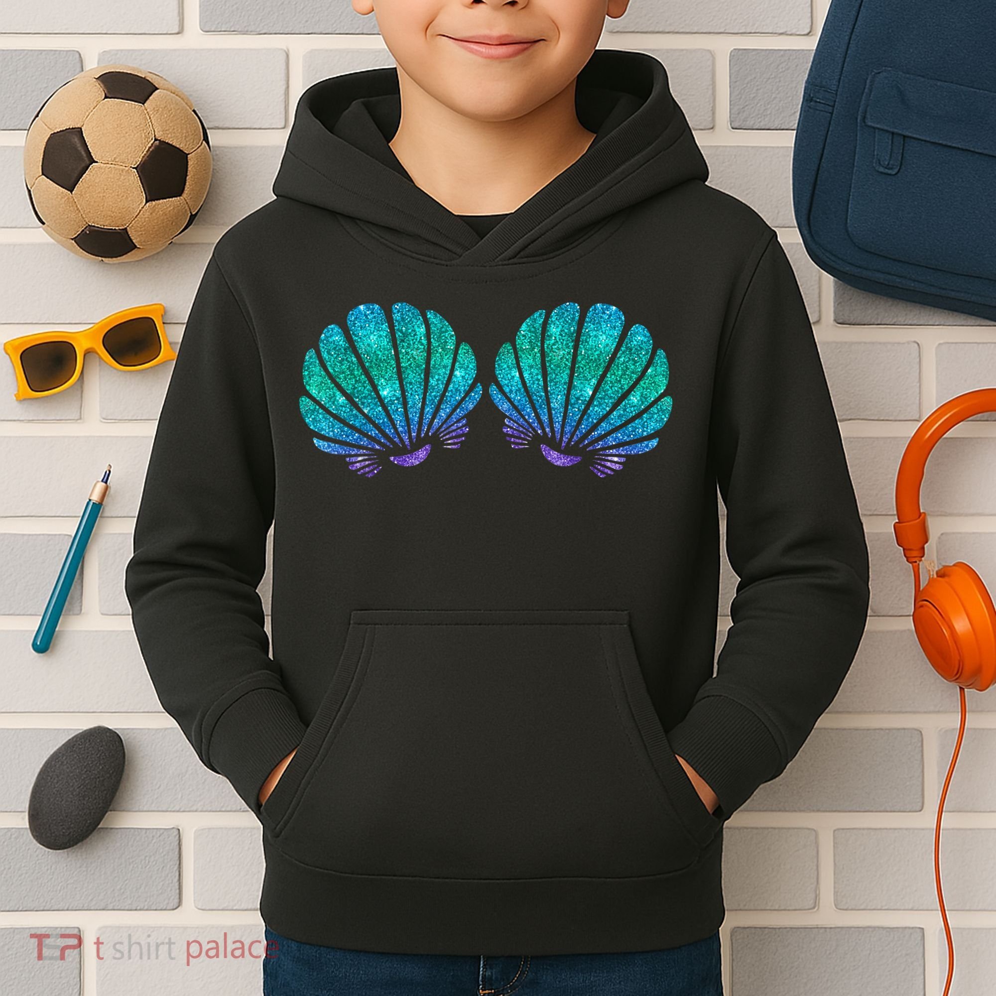 Mermaid Sea Shell Bra Costume Kids Hoodie