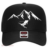 Mountains Skier Skiing Ski Cool Dad Minimalist Cool Gift Hat thumb 0