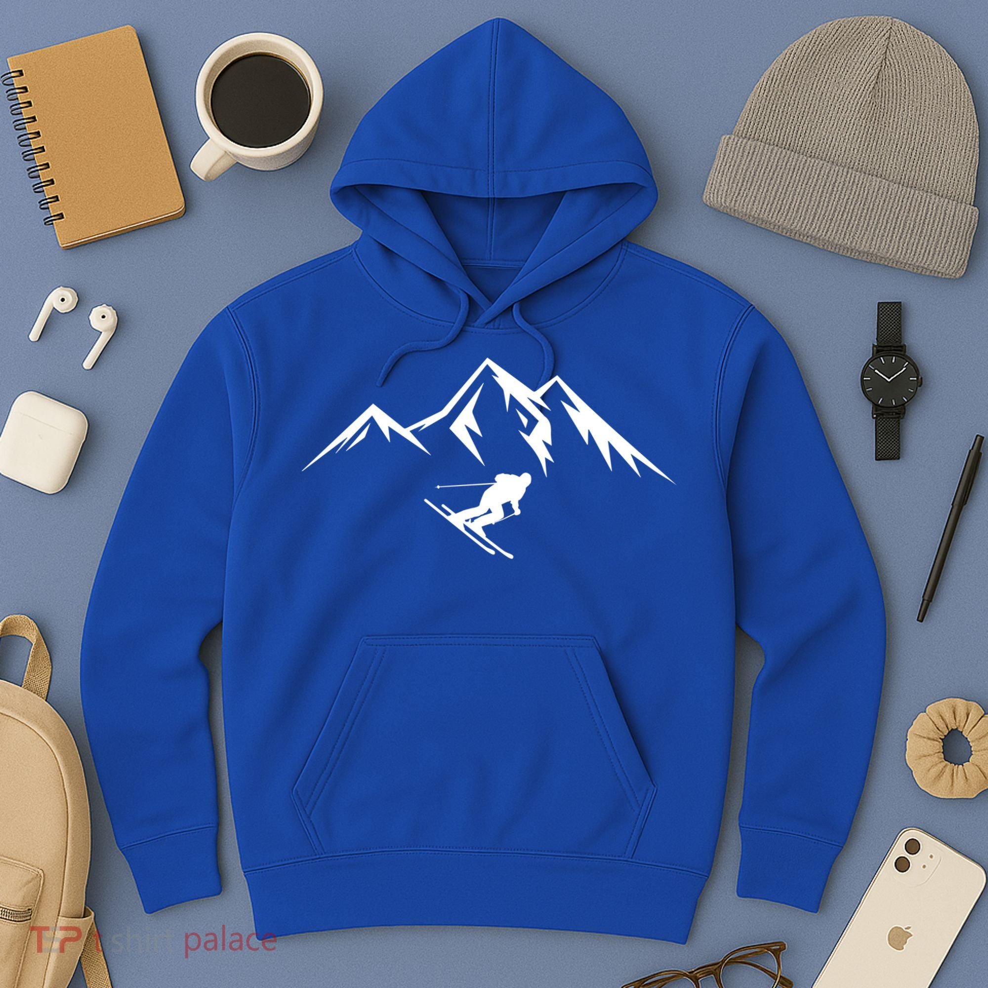 Mountains Skier Skiing Ski Cool Dad Minimalist Cool Gift Hoodie