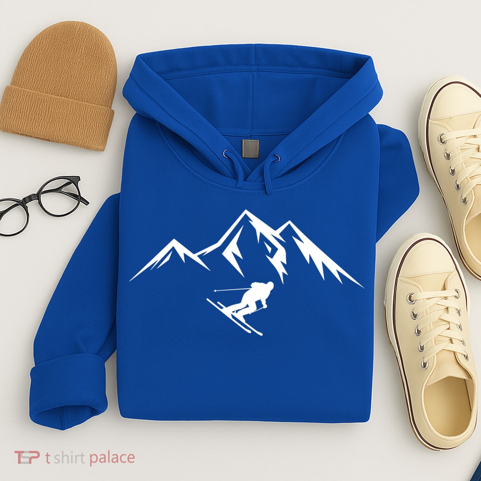 Mountains Skier Skiing Ski Cool Dad Minimalist Cool Gift Hoodie