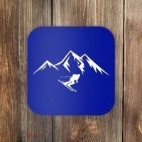 Mountains Skier Skiing Ski Cool Dad Minimalist Cool Gift Coaster thumb 0