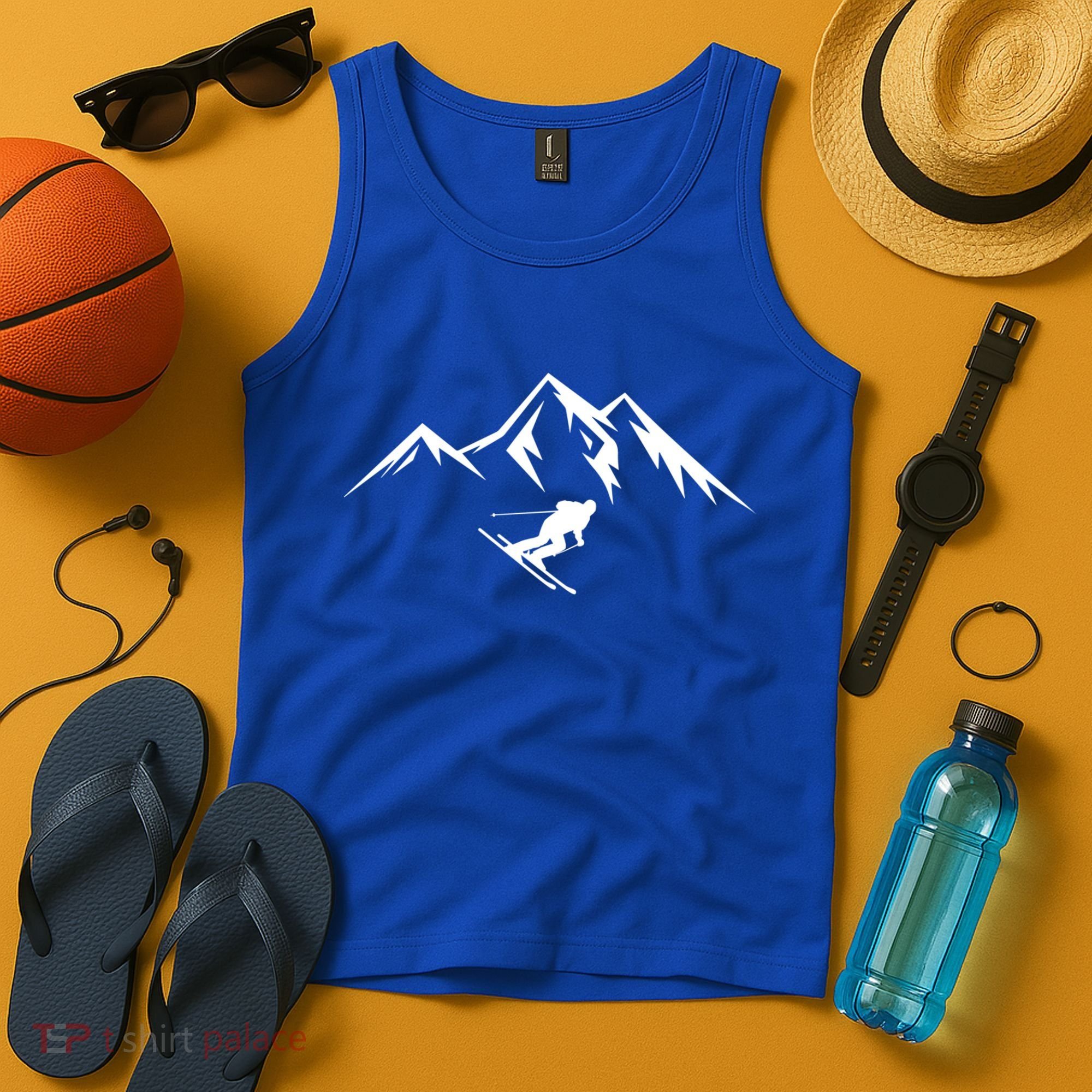 Mountains Skier Skiing Ski Cool Dad Minimalist Cool Gift Tank Top