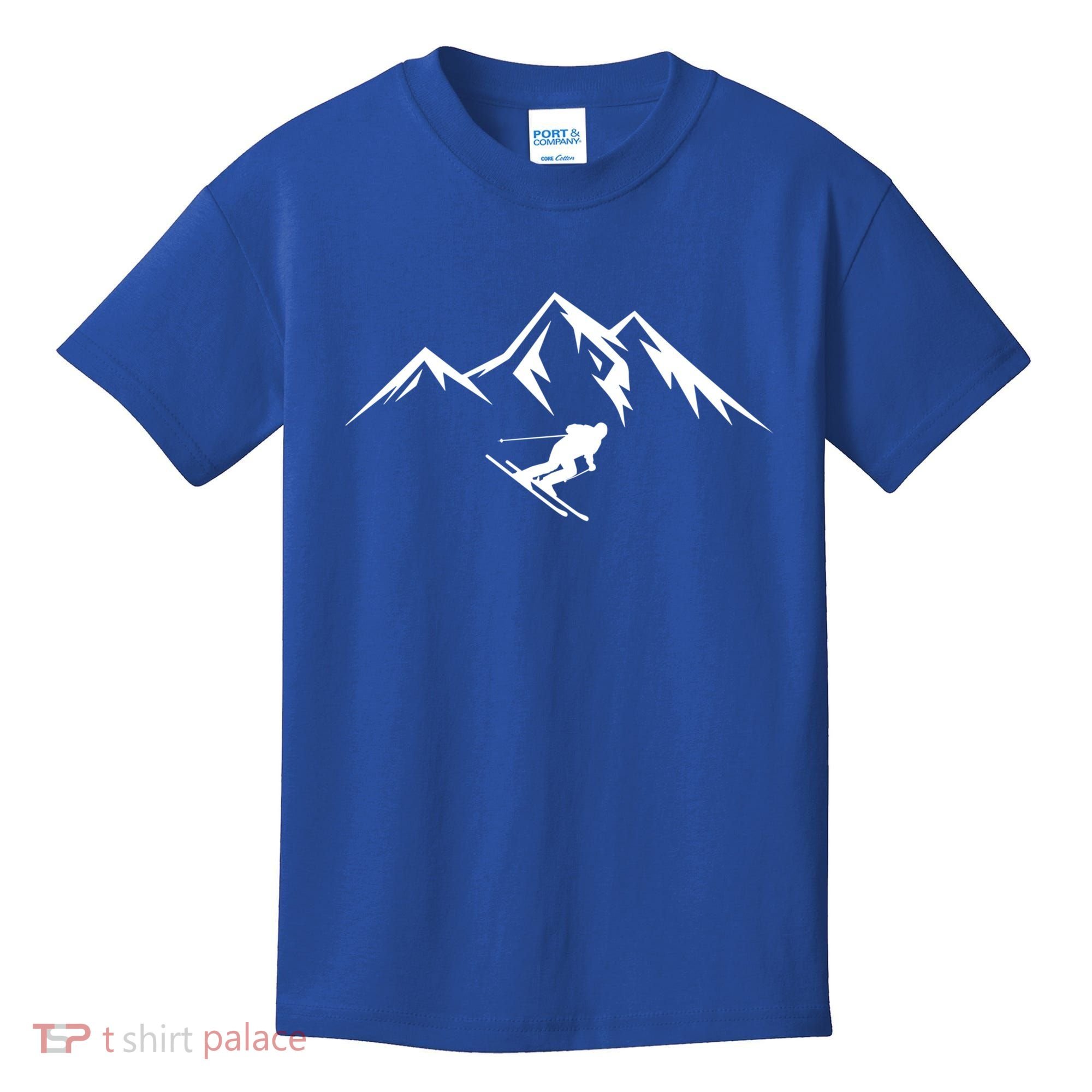 Mountains Skier Skiing Ski Cool Dad Minimalist Cool Gift Kids T-Shirt