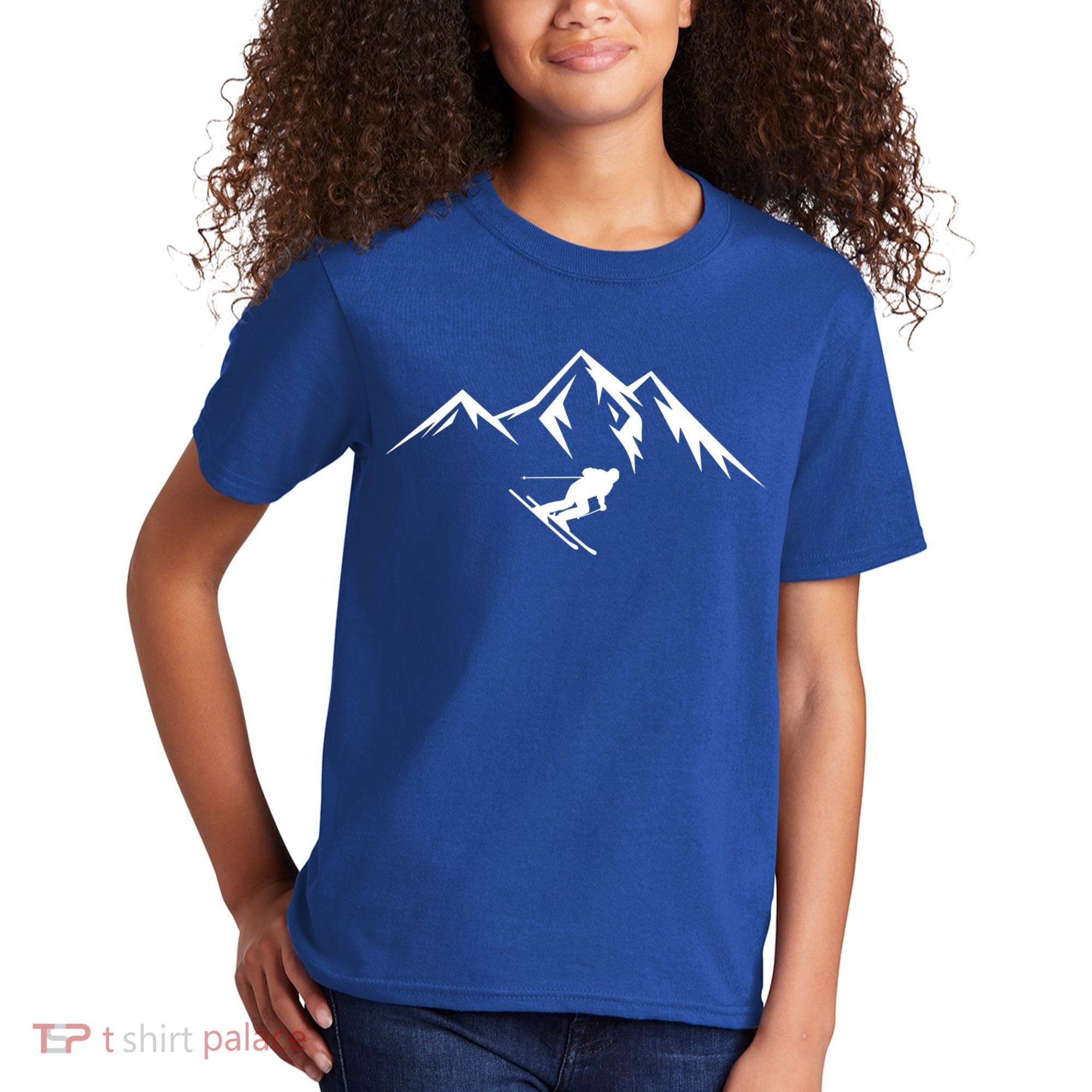 Mountains Skier Skiing Ski Cool Dad Minimalist Cool Gift Kids T-Shirt
