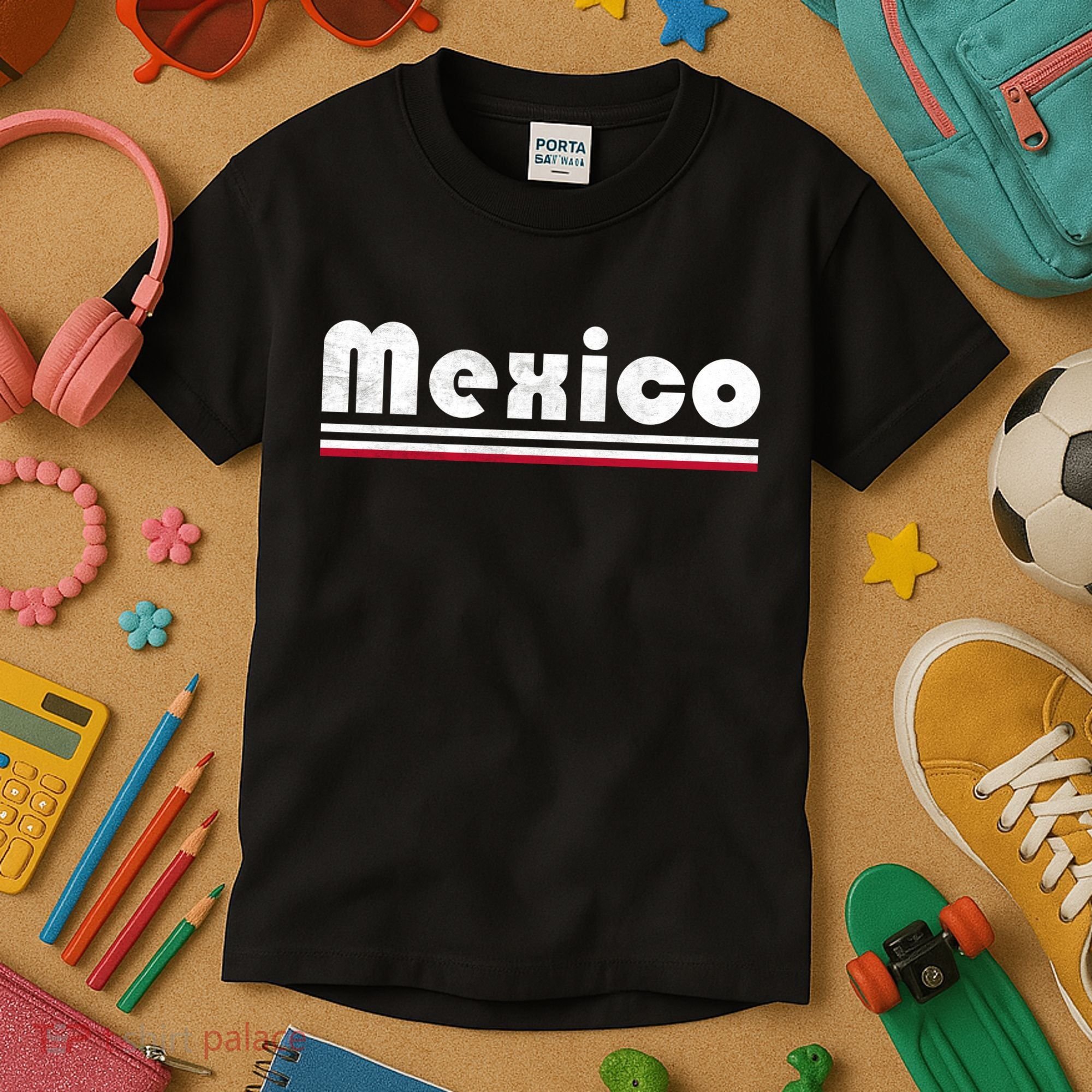 Mexico Soccer Stripe Jersey Logo Fan Kids T-Shirt