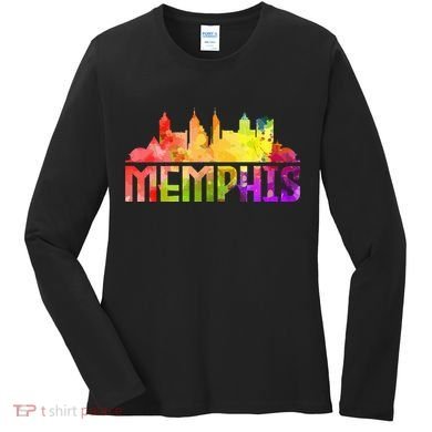 Memphis Skyline Tennessee Souvenir Gift Women's Long Sleeve Shirt