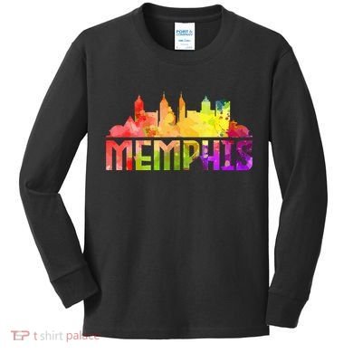 Memphis Skyline Tennessee Souvenir Gift Kids Long Sleeve Shirt