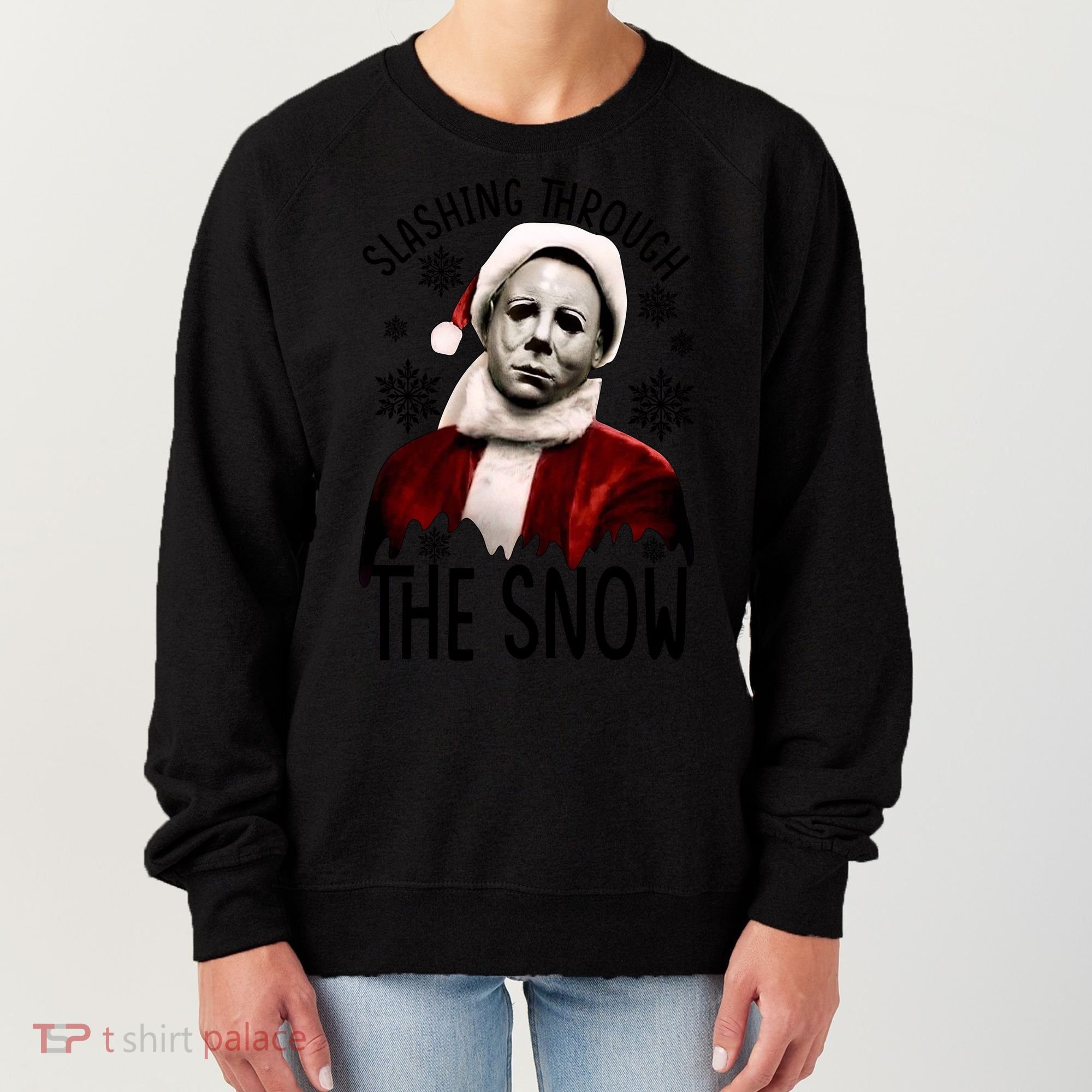 Myers Slashing Through The Snow Horror Christmas Women's Sweatshirt