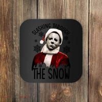 Myers Slashing Through The Snow Horror Christmas Coaster thumb 0