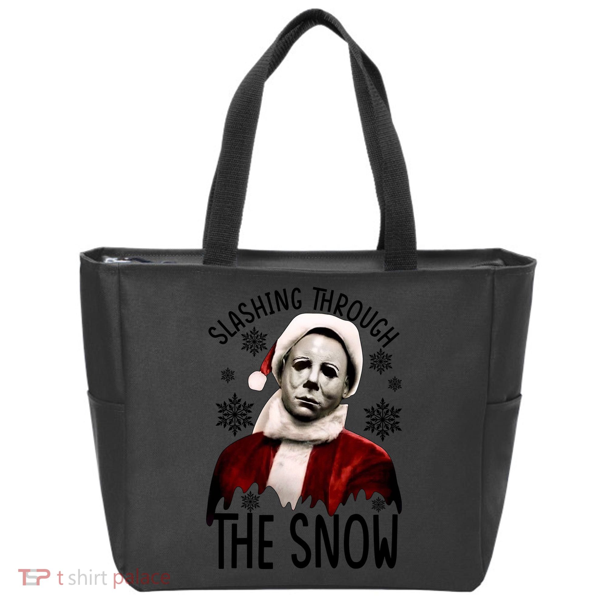 Myers Slashing Through The Snow Horror Christmas Tote Bag