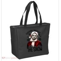 Myers Slashing Through The Snow Horror Christmas Tote Bag thumb 2