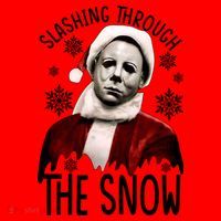 Myers Slashing Through The Snow Horror Christmas Santa Hat thumb 1