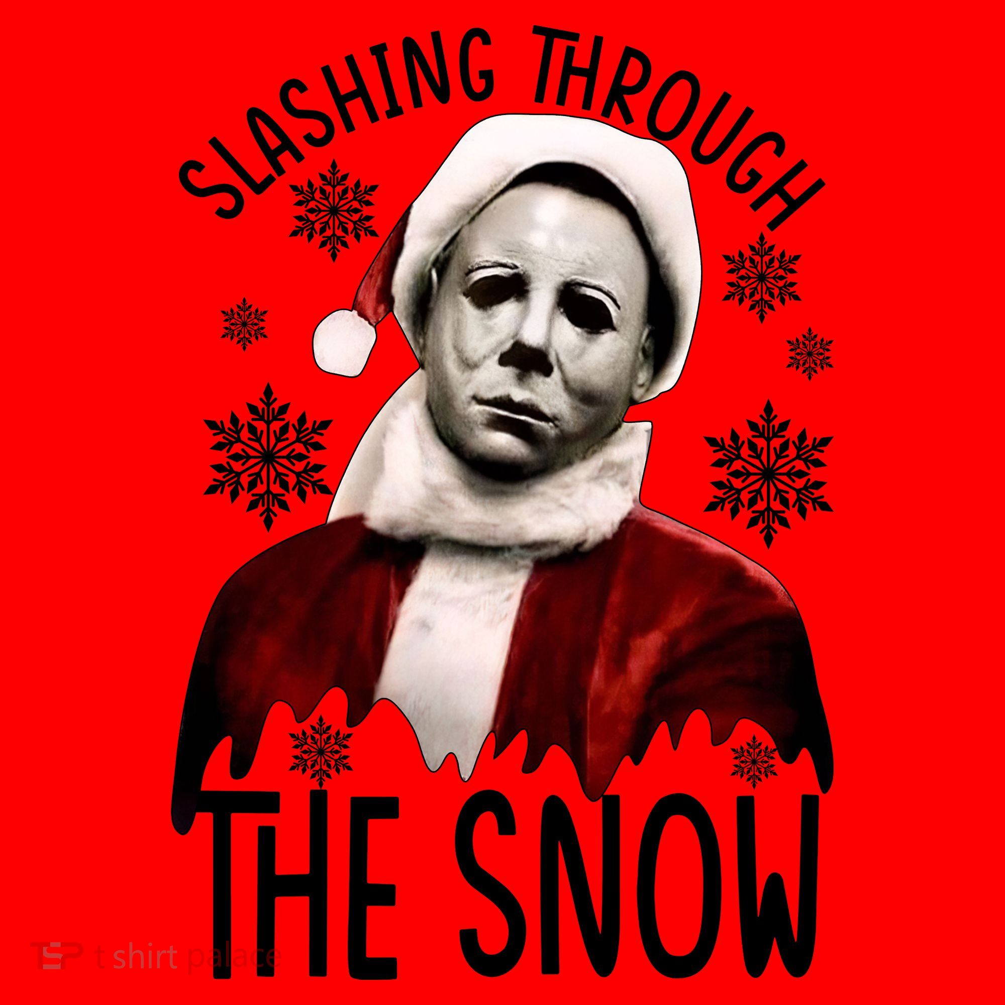 Myers Slashing Through The Snow Horror Christmas Santa Hat