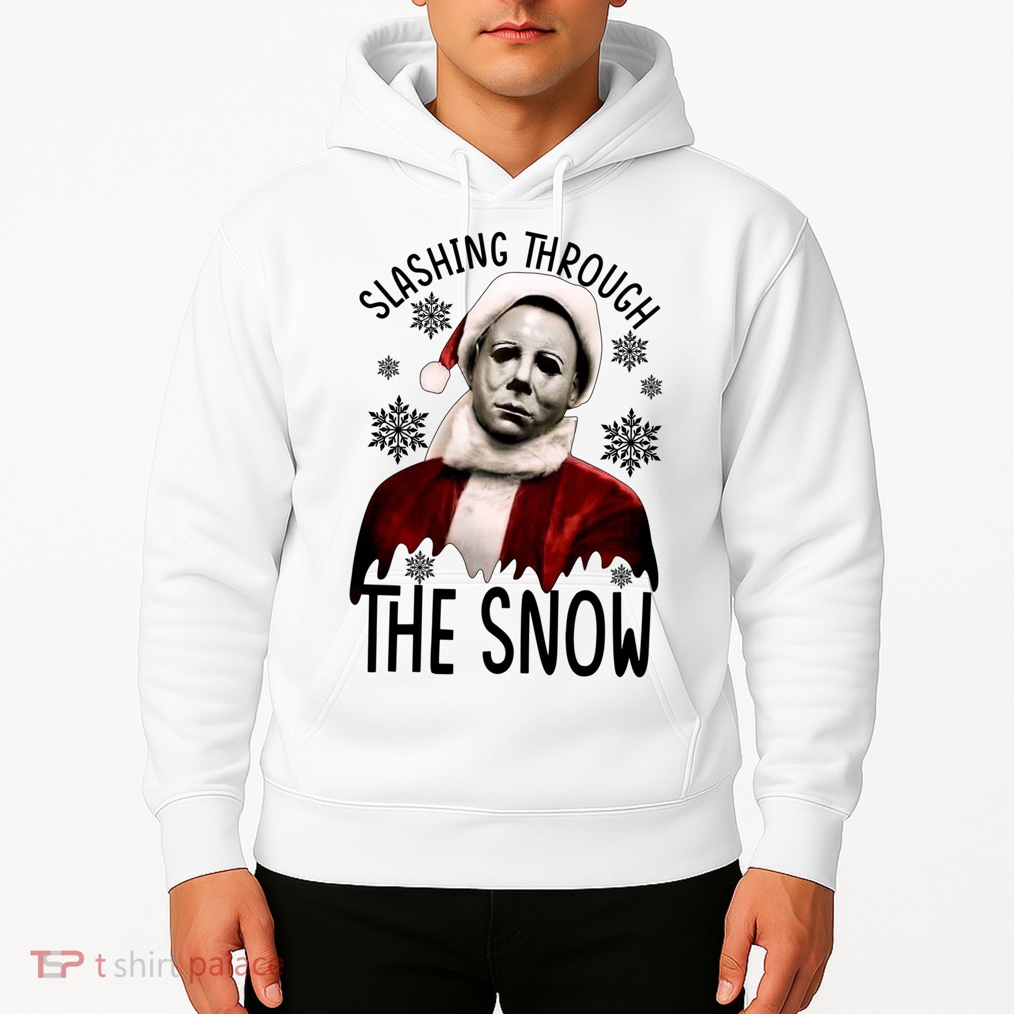 Myers Slashing Through The Snow Horror Christmas Hoodie