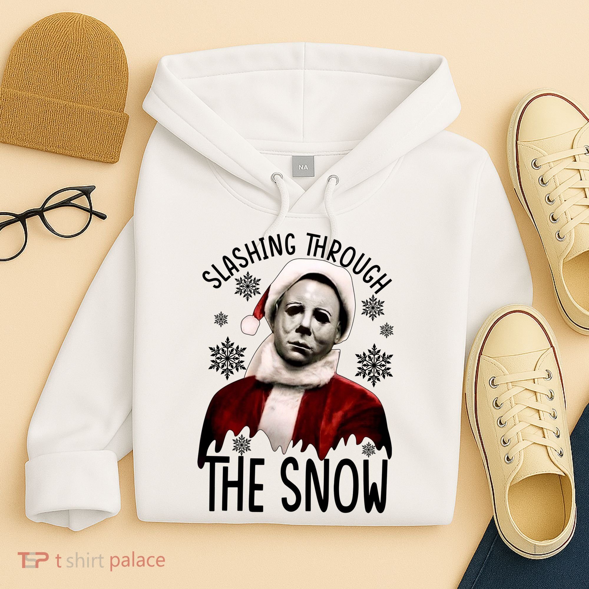 Myers Slashing Through The Snow Horror Christmas Hoodie