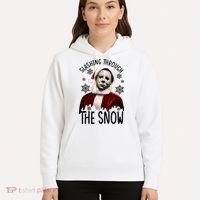 Myers Slashing Through The Snow Horror Christmas Hoodie thumb 5