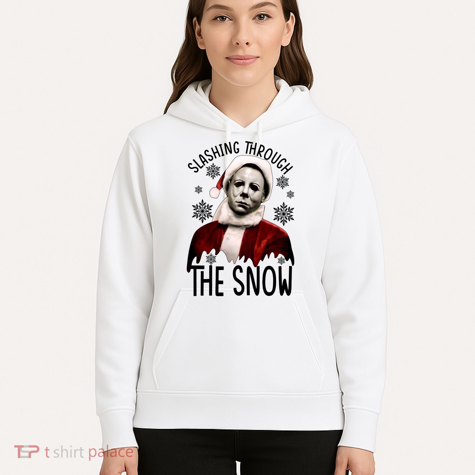 Myers Slashing Through The Snow Horror Christmas Hoodie