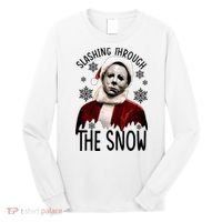 Myers Slashing Through The Snow Horror Christmas Long Sleeve Shirt thumb 0