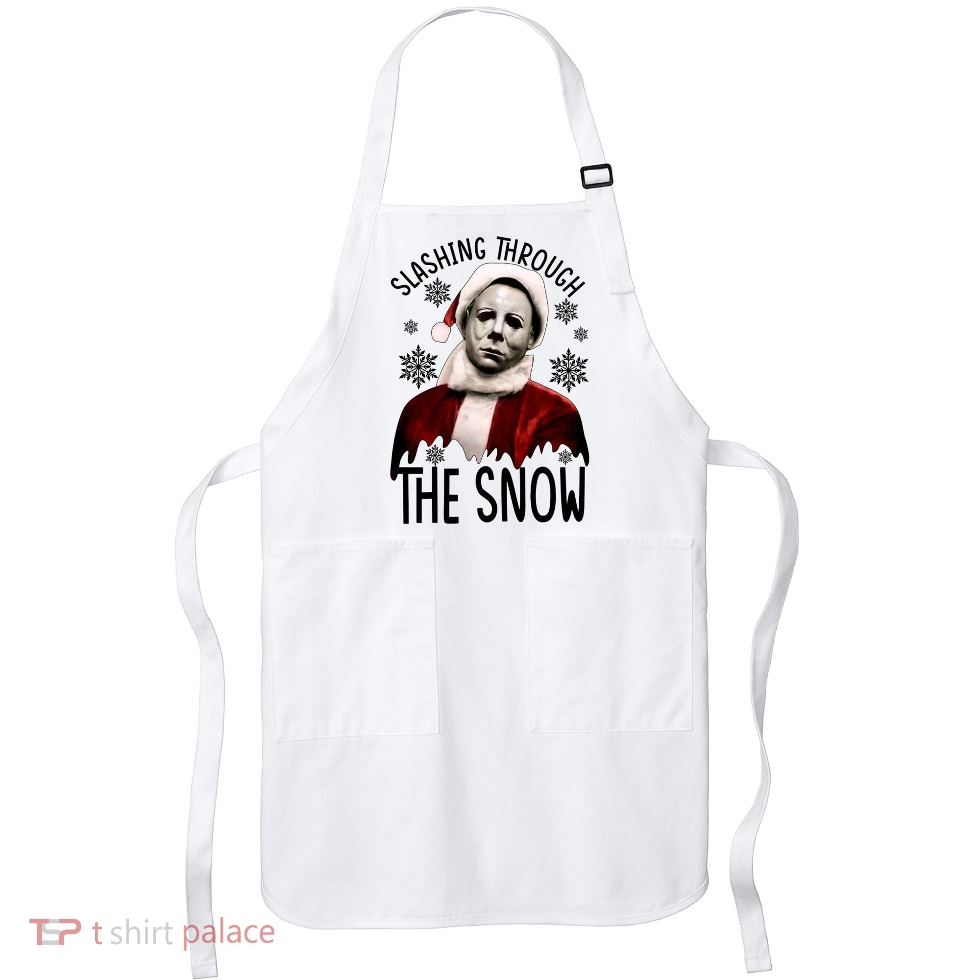 Myers Slashing Through The Snow Horror Christmas Apron