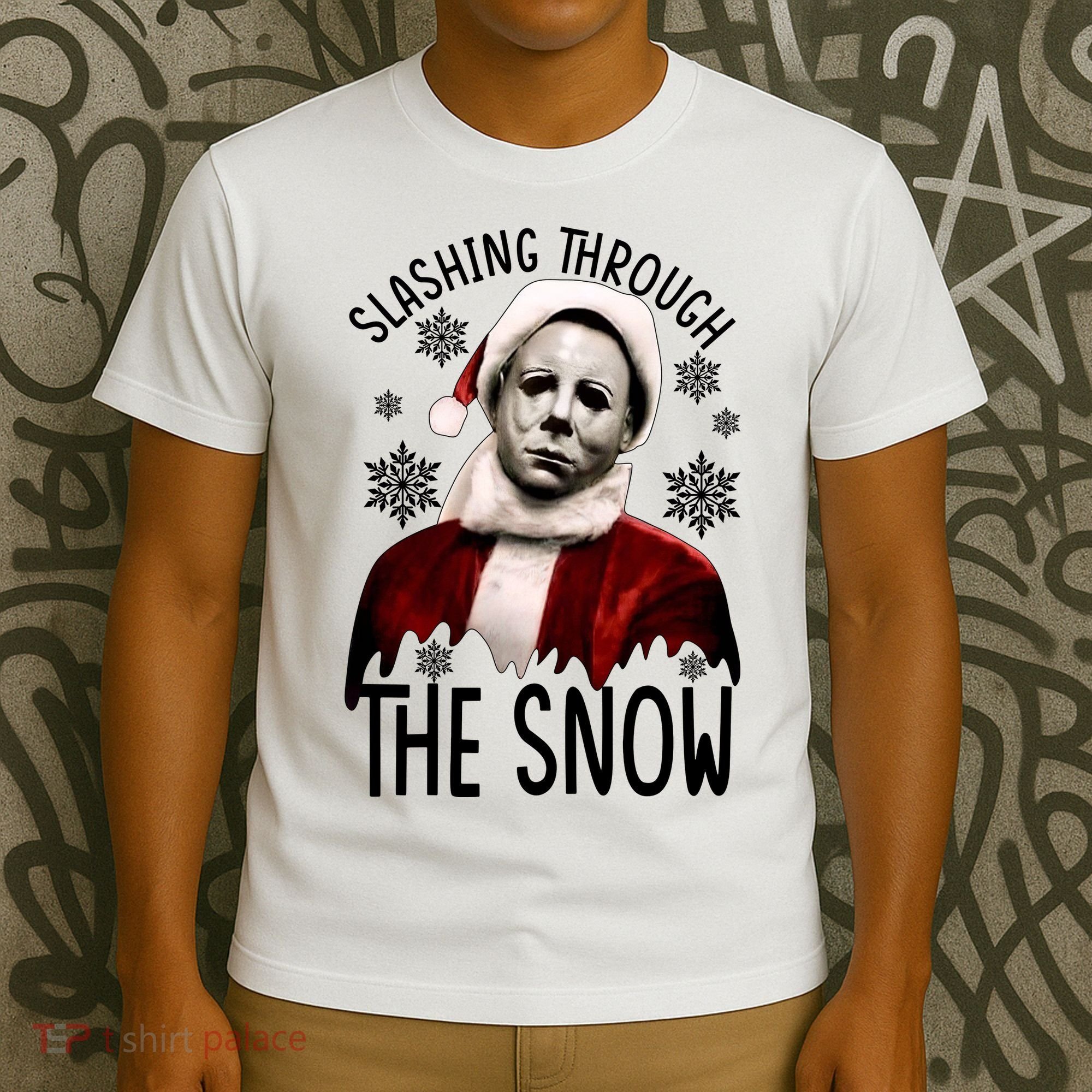 Myers Slashing Through The Snow Horror Christmas T-Shirt
