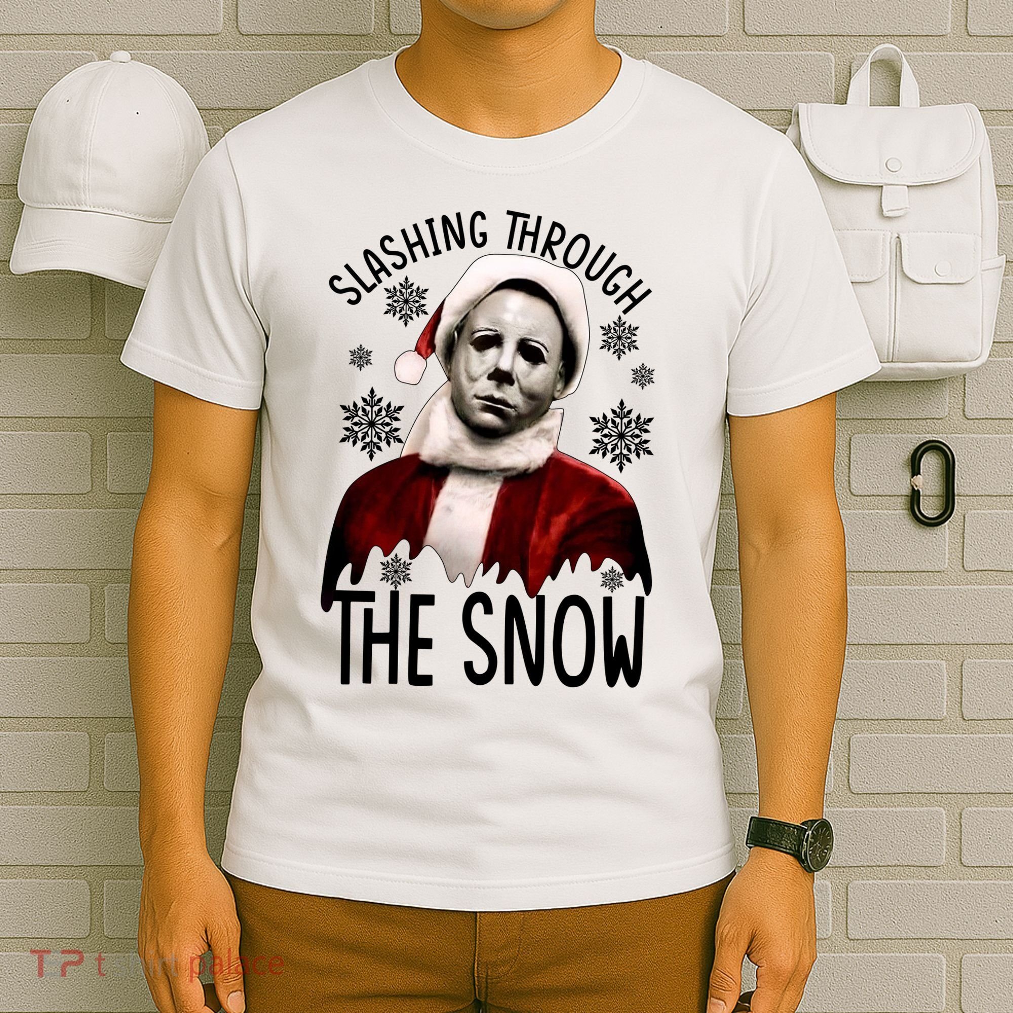 Myers Slashing Through The Snow Horror Christmas T-Shirt