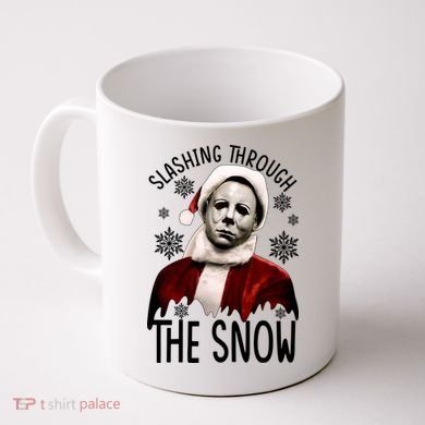 Myers Slashing Through The Snow Horror Christmas Coffee Mug
