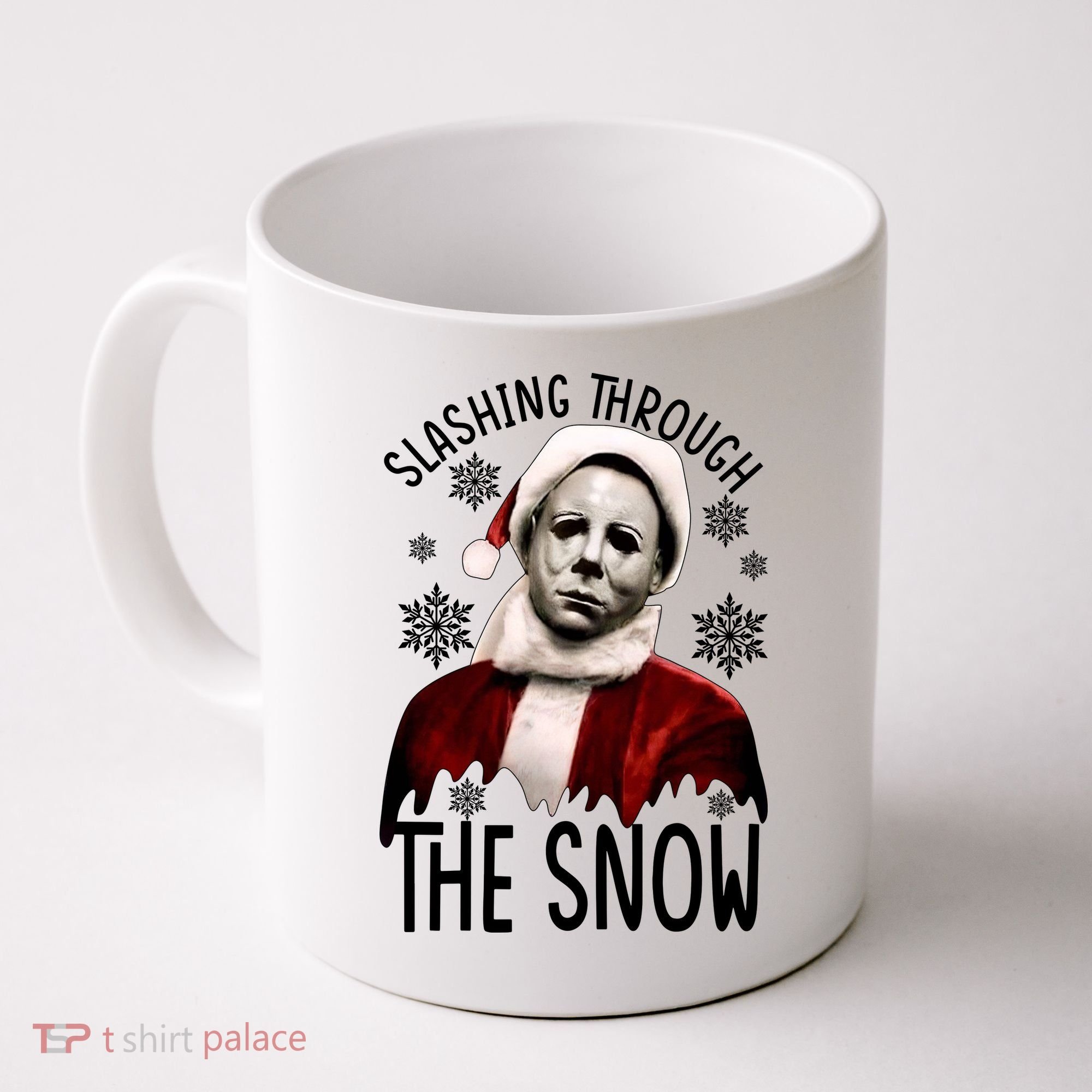 Myers Slashing Through The Snow Horror Christmas Coffee Mug