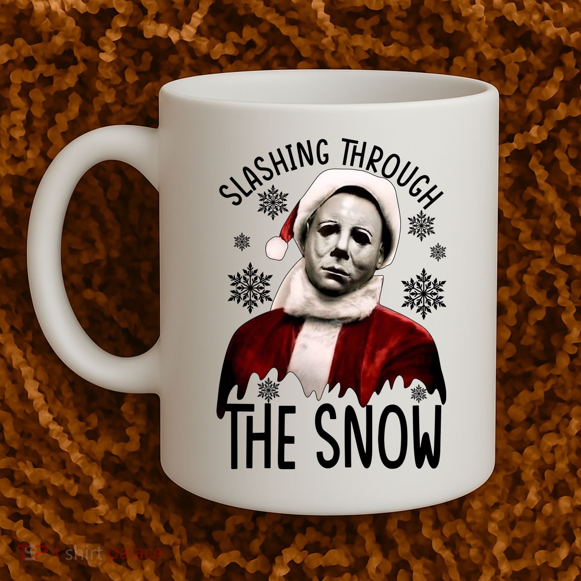 Myers Slashing Through The Snow Horror Christmas Coffee Mug