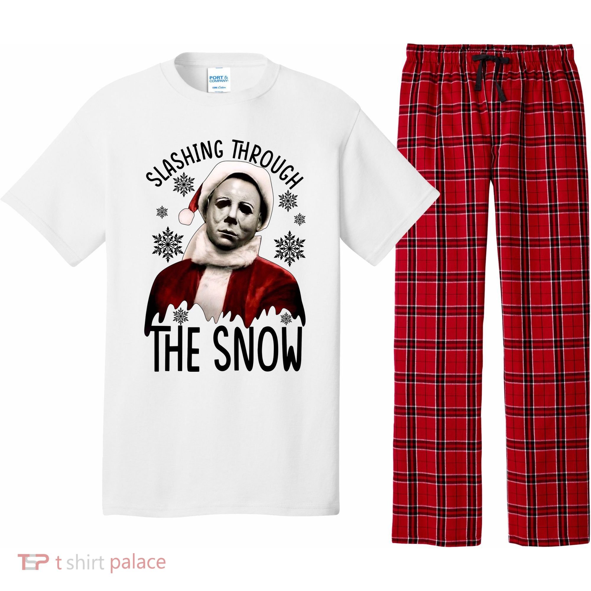 Myers Slashing Through The Snow Horror Christmas Pajama Set