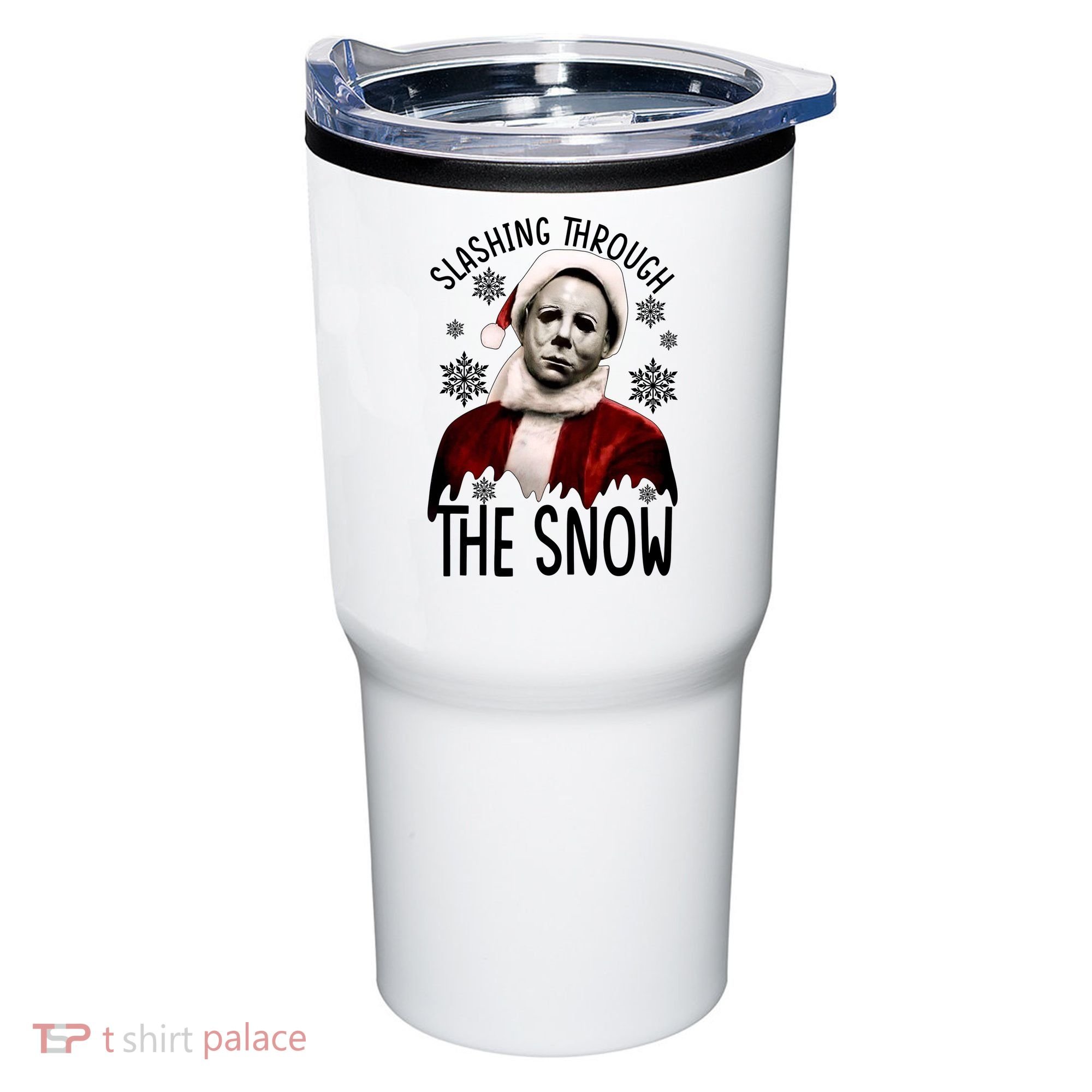 Myers Slashing Through The Snow Horror Christmas Tumbler