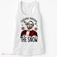 Myers Slashing Through The Snow Horror Christmas Women's Tank Top thumb 0