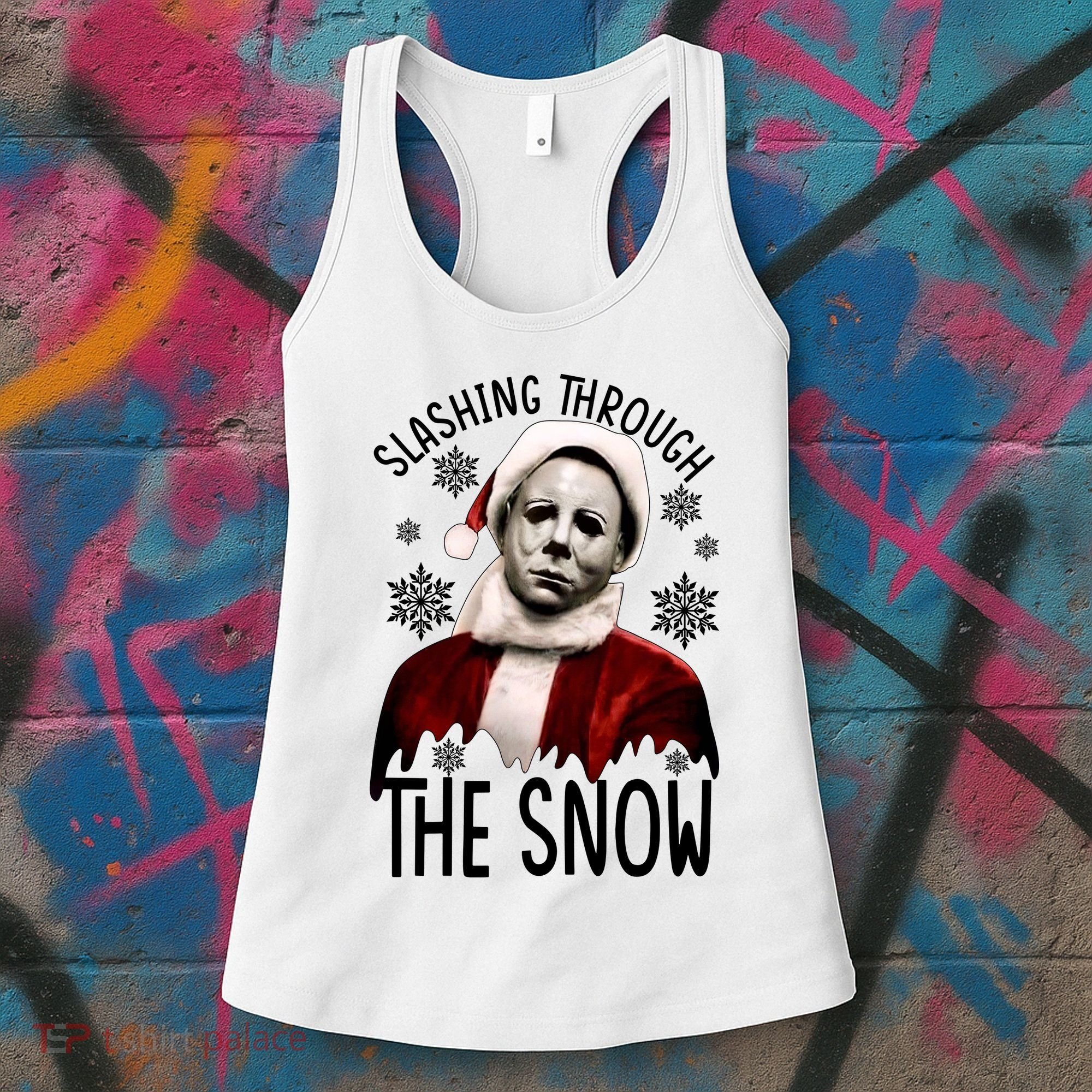 Myers Slashing Through The Snow Horror Christmas Women's Tank Top