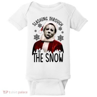 Myers Slashing Through The Snow Horror Christmas Baby Bodysuit