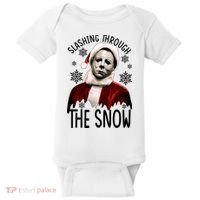 Myers Slashing Through The Snow Horror Christmas Baby Bodysuit thumb 0