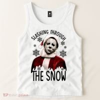 Myers Slashing Through The Snow Horror Christmas Tank Top thumb 2