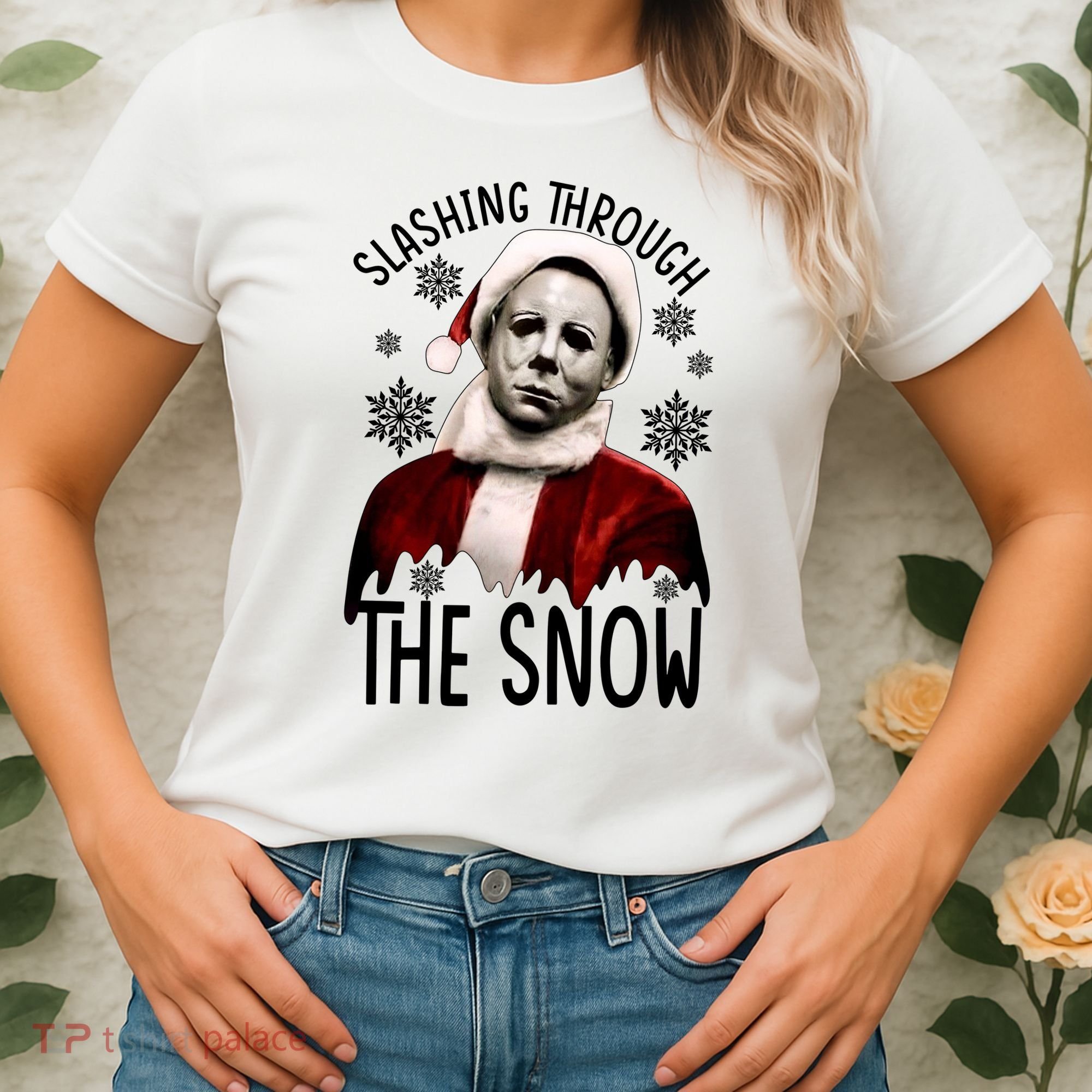 Myers Slashing Through The Snow Horror Christmas Women's T-Shirt