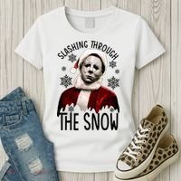 Myers Slashing Through The Snow Horror Christmas Women's T-Shirt thumb 3