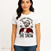 Myers Slashing Through The Snow Horror Christmas Women's T-Shirt thumb 4