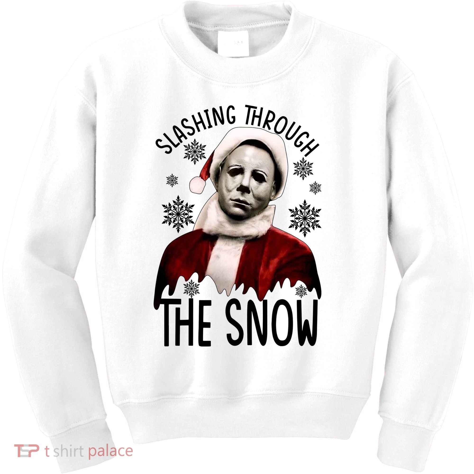 Myers Slashing Through The Snow Horror Christmas Kids Sweatshirt