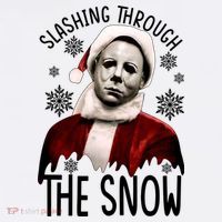 Myers Slashing Through The Snow Horror Christmas Kids Sweatshirt thumb 2