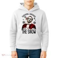 Myers Slashing Through The Snow Horror Christmas Kids Hoodie thumb 4